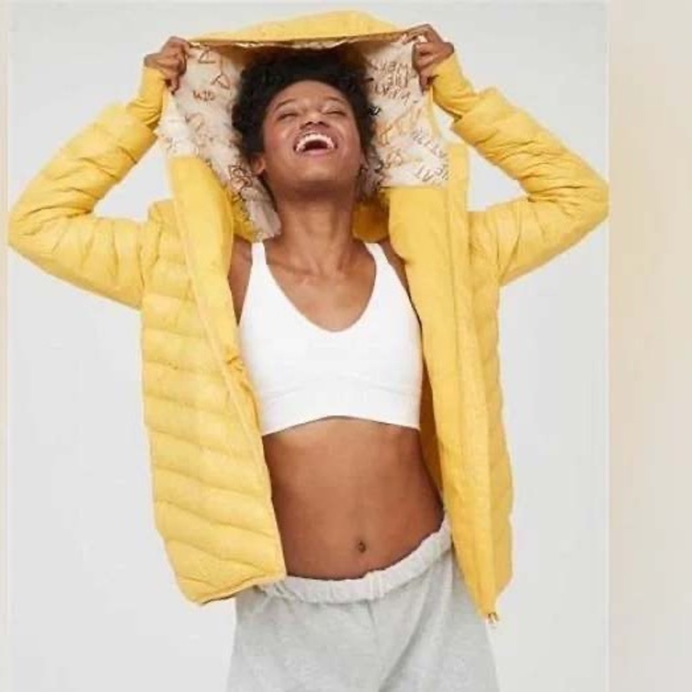 Offline by Aerie Yellow Puffer Quilted  Jacket with Hood Womens Size M - YELLOW